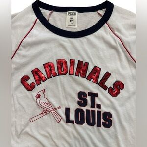 St Louis Cardinals PINK Collab Women’s Baseball T-Shirt‎ Size Large MLB/VS/Pink